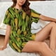 thumbnail image 4 of Fotbe Corn 2 Conjunto de Pijama Estampado para Mujer, 2 Piezas, Ropa de Dormir con Camiseta de Manga Corta y Shorts Suaves-Small, 4 of 6