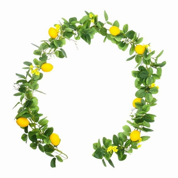 Guirnalda artificial de limones, flores artificiales, enredadera verde, adorno para interiores y exteriores. Estilo C