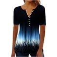 thumbnail image 2 of Oksale Short Sleeve Tunic Tops for Women Plus Size Button V Neck Tunic Blouses Dressy Casual Floral Summer T-shirts 2026 Multicolor M, 2 of 5