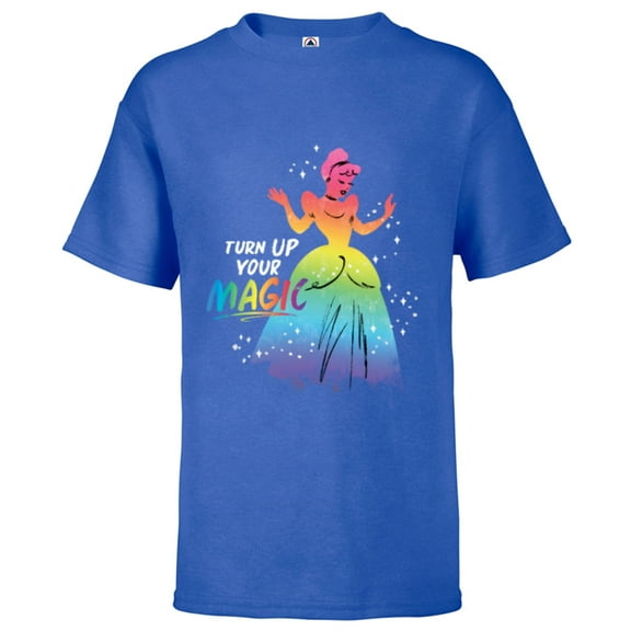 Disney Princess Cinderella Rainbow Turn Up Your Magic- Short Sleeve T-Shirt for Kids - Customized-Royal