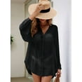 thumbnail image 5 of Button Down Swim Cover Up Shirt Long Sleeve Beach Blouse Bathing Suit Cover Ups for Women, 5 of 7