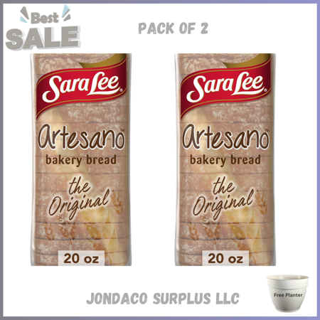Sara Lee Artesano Original Bread, 20 oz, White Pre-sliced White Bread, Bag pack of 2