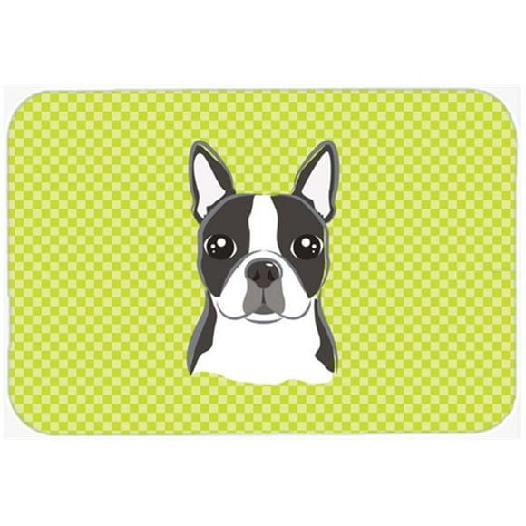 Carolines Treasures BB1265MP Checkerboard Lime Green Boston Terrier Mouse Pad- Hot Pad Or Trivet- 7.75 x 9.25 In.