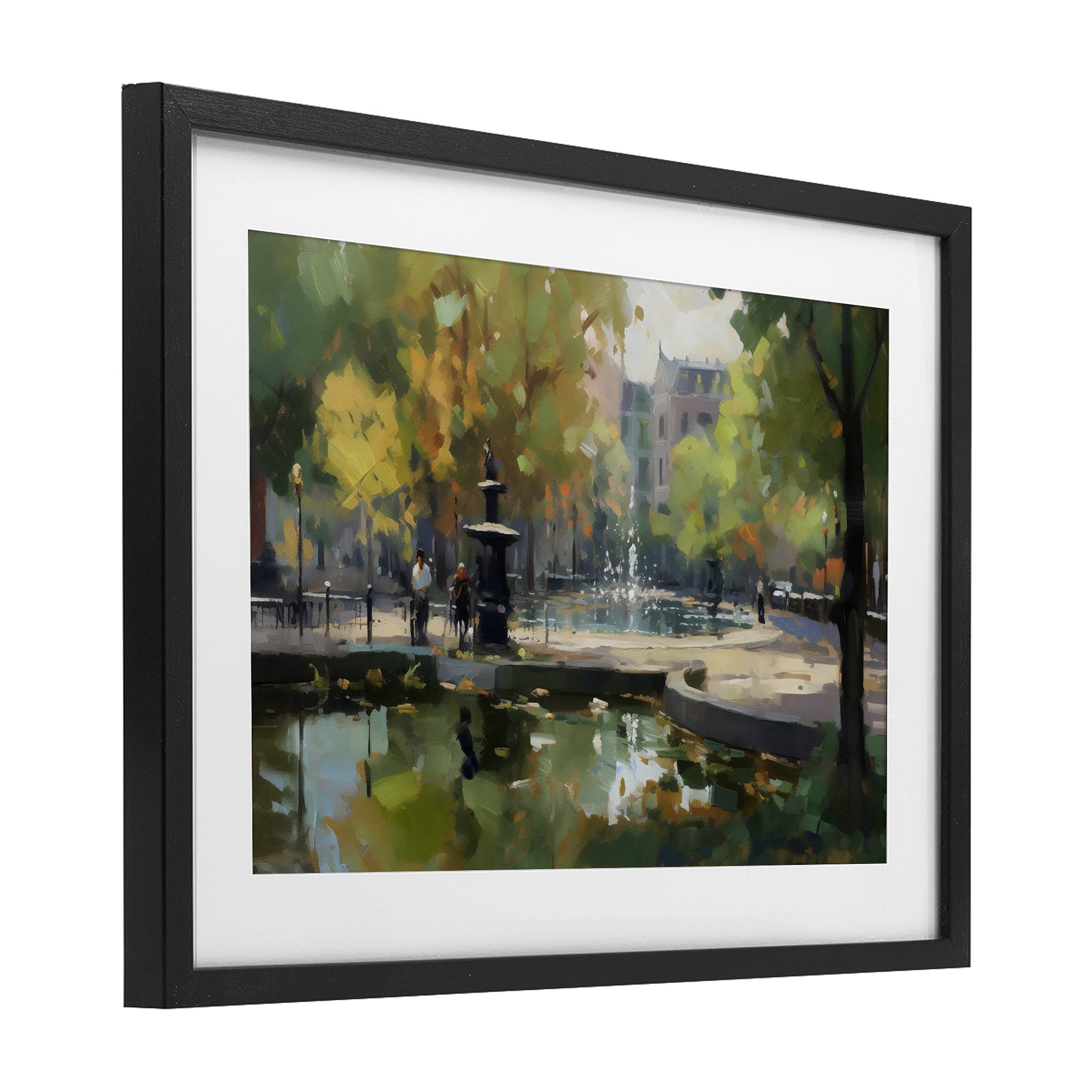 Stupell Industries Autumn Reflections at Park Fountain Black Framed Print Under Glass, design by Creative Studio