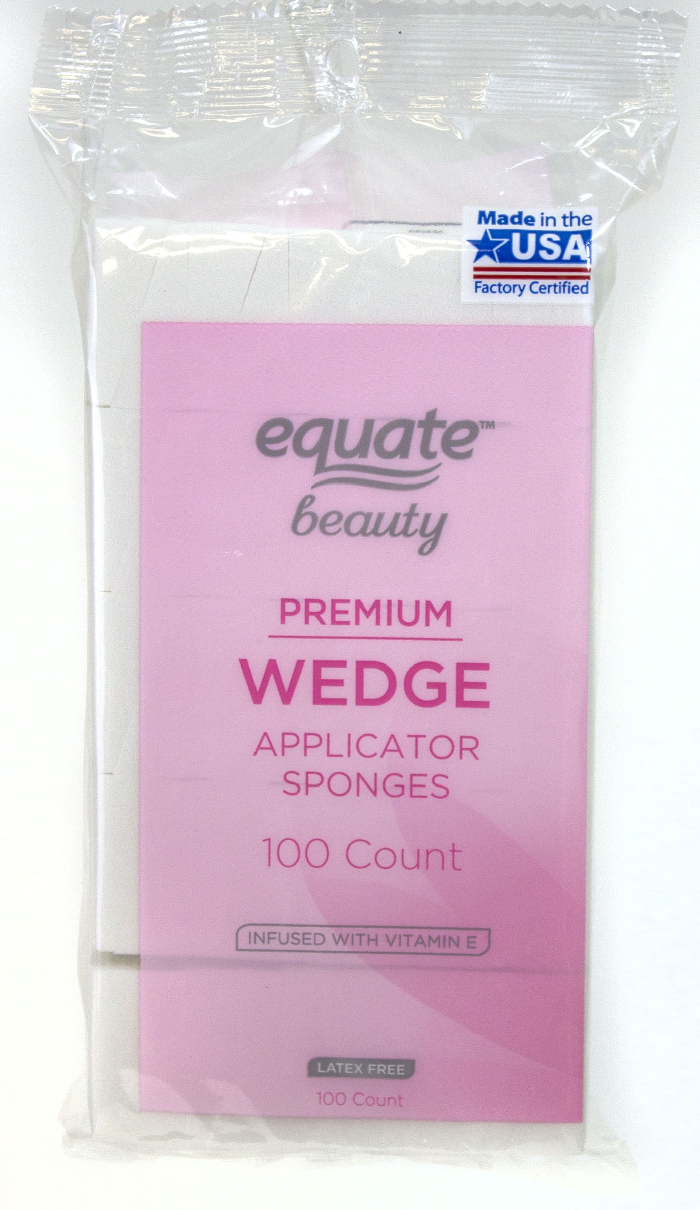 Equate Beauty Wedge Applicator Sponges with Vitamin E, Latex Free, 100