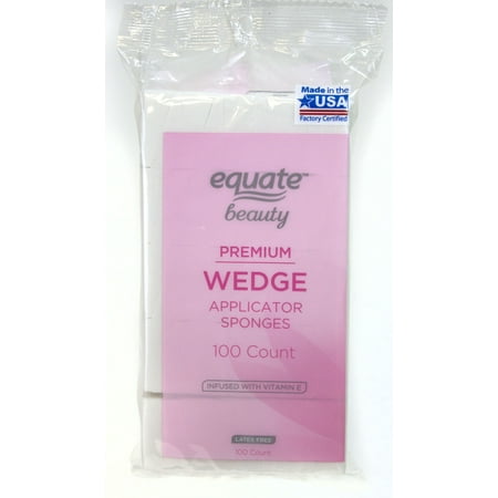 Equate Beauty Wedge Applicator Sponges with Vitamin E, Latex Free, 100 Ct
