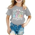 thumbnail image 1 of MIASHUI T-Shirt Graphique Lapin de Pâques pour Filles, Manches Courtes, Été, Gris, 4-5 Ans, 1 of 4