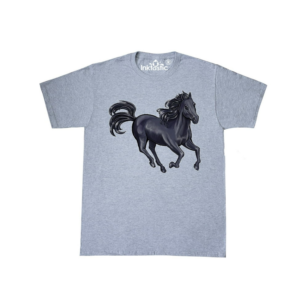 INKtastic - Inktastic Beautiful Galloping Black Horse Adult T-Shirt ...