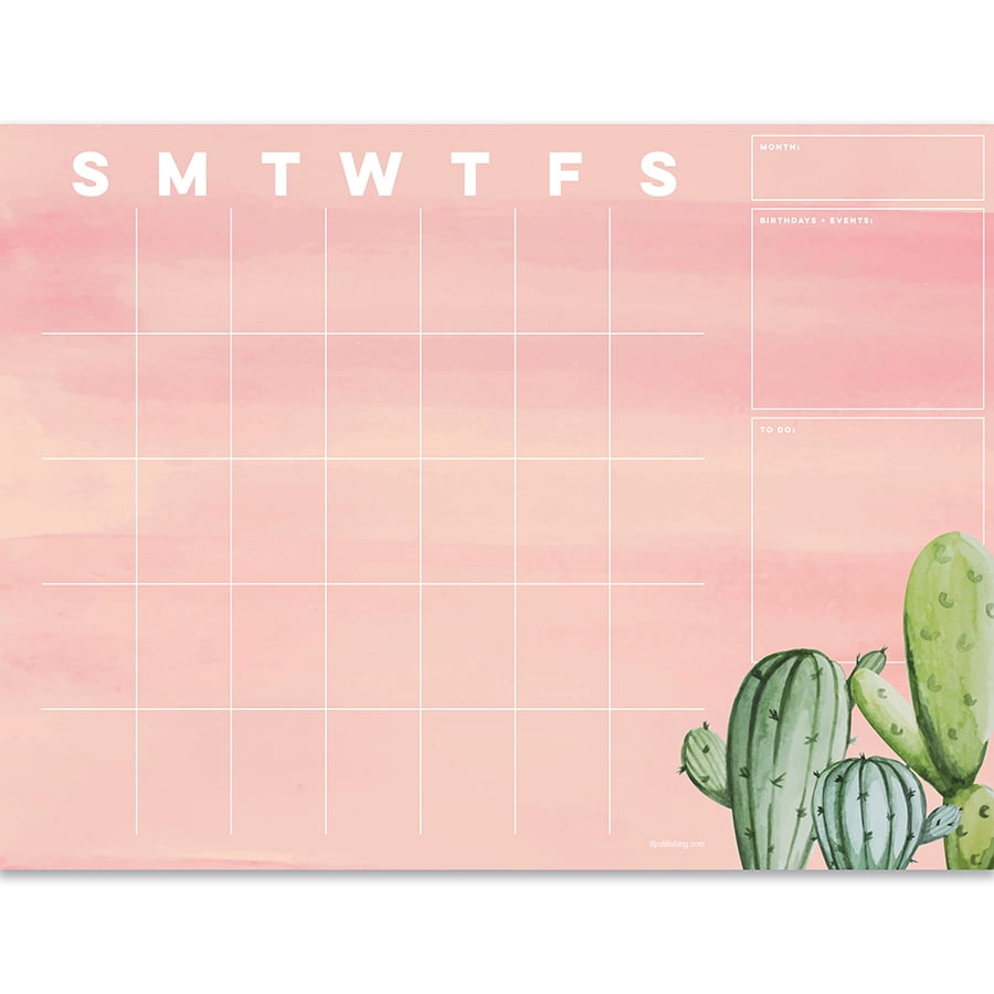 Cactus Open Dated Mini Desk Pad Calendar