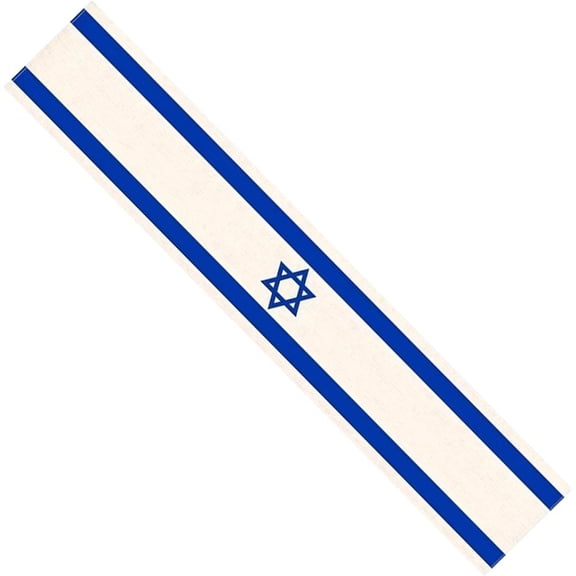 Jiibva Linen Israel Flag Table Runner - Jewish Table Decoration for Passover Rosh Hashanah Sukkot Sukkah Kitchen Dining Room Party Decor
