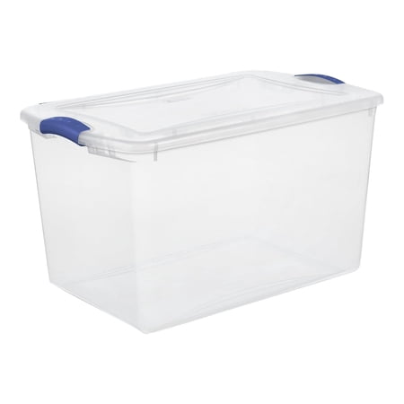 2-Pack Clear Storage Box with Lid 66 Oz Plastic Organizer Container for Closet Pantry Craft Bathroom Easy Stackable Design White Tanuke