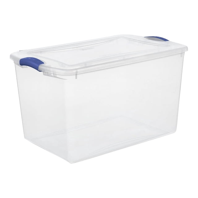 VogueV 2-Pack Clear Storage Box 11X9X6In Plastic Organizer with Lid for Clothes Cosmetics Jewelry Pantry Fridge Freezer Stackable Gift, 2 Medium Transparent Storage Boxes