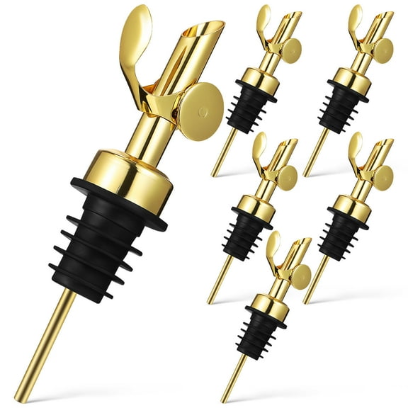 Homoyoyo 6 Pcs Stainless Steel Bartender Pour Spouts Auto Bottle Nozzles for Bar Kitchen Use and Easy to Clean