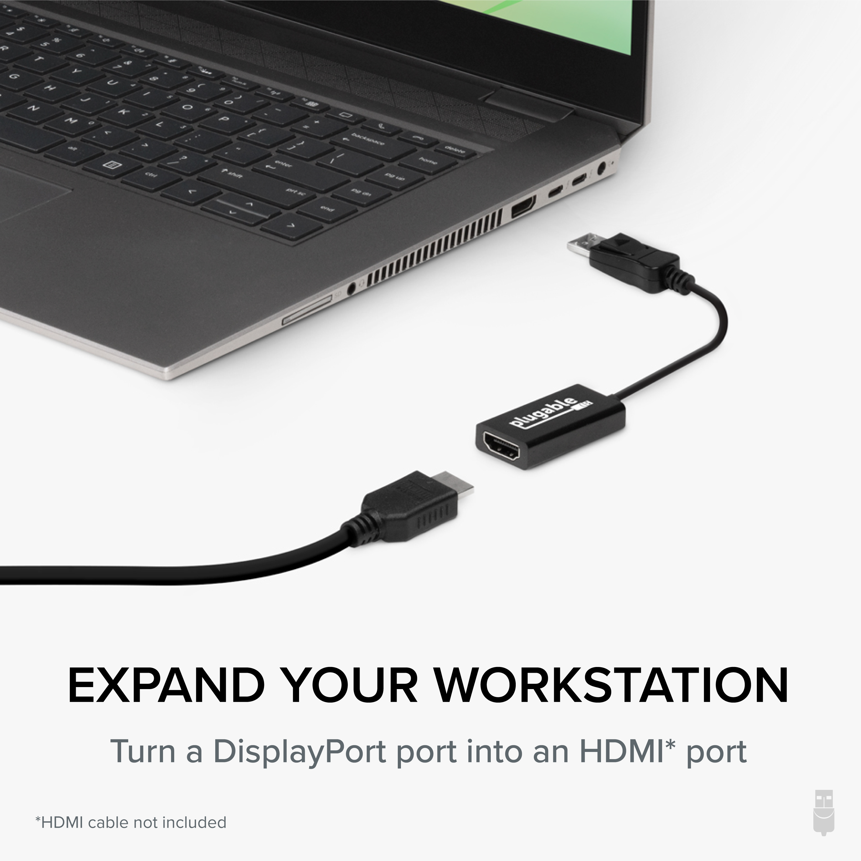 Plugable Active DisplayPort to HDMI Adapter - Connect any DisplayPort-Enabled PC or Tablet to an HDMI Enabled Monitor, TV or Projector for Ultra-HD Video Streaming (HDMI 2.0 up to 4K 3840x2160 @60Hz) - image 5 of 6