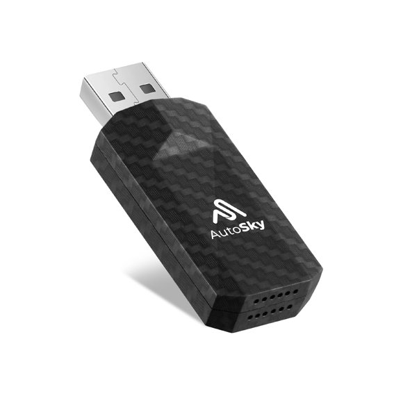 Adaptador inalámbrico CarPlay 2023 Pro Slim Edition - El adaptador inalámbrico CarPlay más pequeño, nuevo y rápido - AutoSky - Coches CarPlay con cable de fábrica - Cables USB-A y USB-C - Se requiere