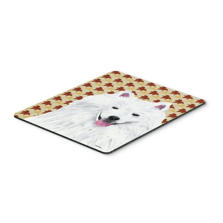 American Eskimo Fall Leaves Portrait Mouse Pad, Hot Pad or Trivet