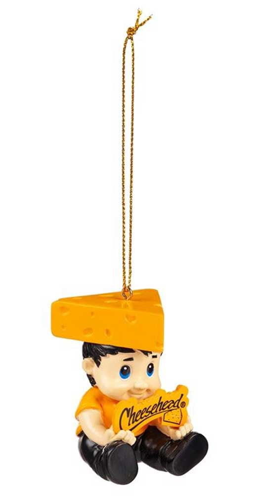 Original Cheesehead Sculpted Cheesehead Lil Fan Hanging OrnamentGold