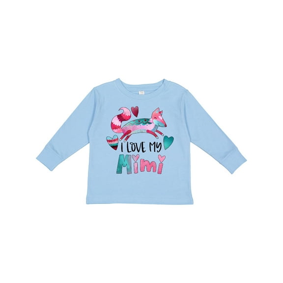 Inktastic I Love My Mimi Pink and Blue Fox with Hearts Boys or Girls Long Sleeve Toddler T-Shirt