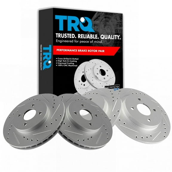 TRQ Front & Rear Performance Brake Rotors Set Premium G-Coated Fits Select 2002-2004 Ford Focus