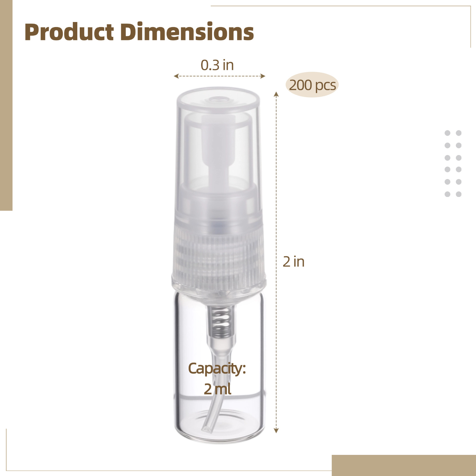 200PCS 2ml Spray Bottles, Mini Clear Glass Perfume Bottles, Portable Refillable Spray Containers, Fine Mist Spray Empty Essential Oil Spray Bottles, Fragrance Sample Atomizer for Home Travel