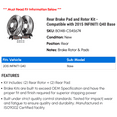 thumbnail image 2 of Rear Brake Pad and Rotor Kit - Compatible with 2015 INFINITI Q40 Base, 2 of 2