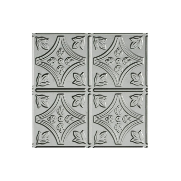 Fasade Easy Installation Traditional 1 Argent Silver Glue Up Ceiling Tile/ Ceiling Panel (12" X 12" Sample)