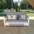 thumbnail image 6 of NessCarsti Outdoor Sofa Daybed with Pull-Out Trundle, Convertible Sleeper Couch for Patio or Balcony, 34.6" D x 50.3" W x 34.2" H, Gray/White, 6 of 10