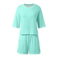 thumbnail image 7 of Hauaitttt Ladies Fashion Pajama Set Solid Color Loose Shorts Set Velour Pajamas Womens Minimalist Pajamas Comfortable Pajamas Women Pajama Set Woman Pajama Set Womens Pajama Pants Short Length Cute, 7 of 7