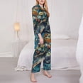 thumbnail image 3 of Fotbe Colorful Plant Turtle Conjunto de Pijama de Manga Larga para Mujer con Estampado, Ropa de Dormir de 2 Piezas, Conjunto de Casa Suave y Cómodo con Bolsillos-Large, 3 of 7