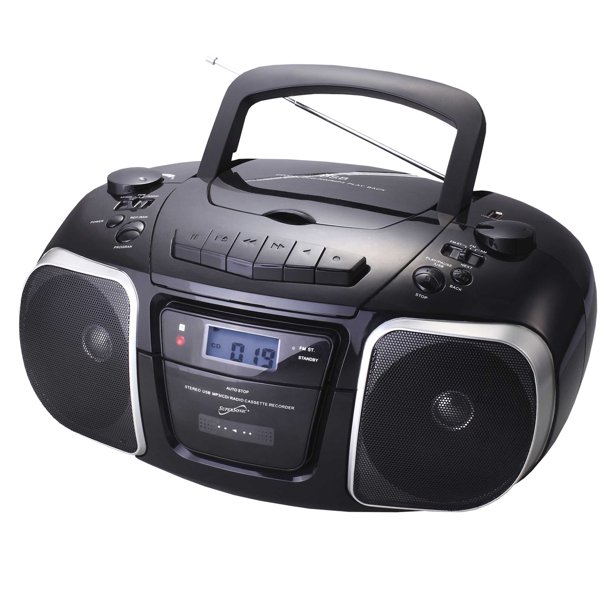 Supersonic MP3/CD Player with USB/AUX Inputs, Cassette Recorder & AM/FM