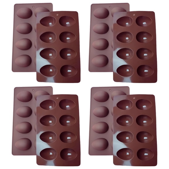 4 Pcs Chocolate Silicone Easter Egg Models, 8-Cavity Egg Shaped Baking Tray for DIY Chocolate Making, Ice Cube Tray, Jelly & Candy, 10.6 x 6.3 x 1.4 in