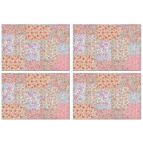 Pioneer Flower Floral Print Pattern Summer Placemats Table Placemats Set Of 4-Linen Kitchen Washable Placemats Table Mats 12x18 Inch Non-Slip Heat Resistant