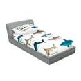 thumbnail image 2 of Ambesonne Fish Fitted Sheet & Pillow Sham Set, Cartoon Shark Types Wild, Twinxl, Multicolor, 2 of 2