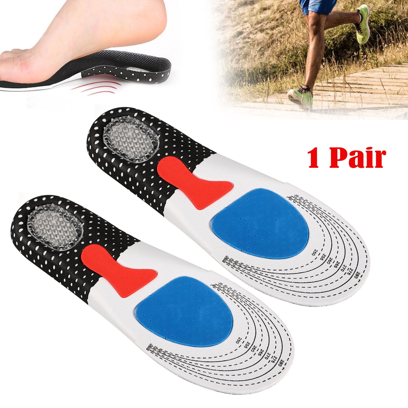 Gel Insoles Foot Care for Plantar Fasciitis Heel Spur Running Sport Insoles 8C 