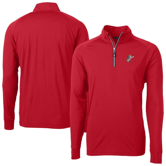 Men's Cutter & Buck Red Cincinnati Reds Patriotic Logo Adapt Eco Knit Stretch Recycled Quarter-Zip Pullover Top
