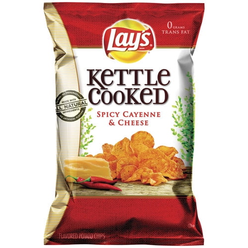 Lay's Kettle Cooked Spicy Cayenne & Cheese Potato Chips, 8.5 Oz