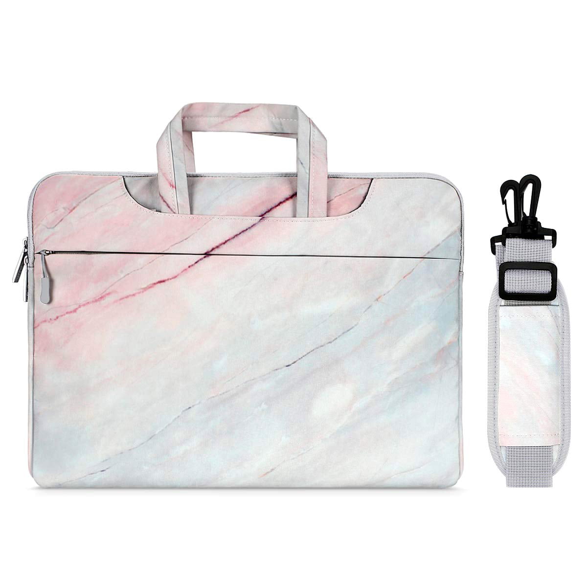 Ultraportable Protective Canvas Marble Pattern Carrying Handbag Briefcase Sleeve Case Cover Mosiso Laptop Shoulder Bag Compatible 13-13.3 Inch MacBook Pro White MacBook Air Notebook Computer 