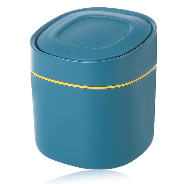 Bote de Basura de Mesa, Papelera con Tapa, Bote de Basura pequeño para Oficina, baño, artículos Esenciales para el hogar y la Oficina, Cocina, Oficina, Bote de Basura portátil, Azul