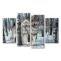 Elephant Stock Snow Shadows Wall Art - Horizontal Multi Panel Canvas - Living Room Wall Decor - Animal Multi Panel - Brown And Blue Decor By Gordon Semmens - 30" x 18"