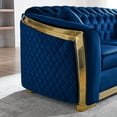 thumbnail image 4 of Miekor Furniture Velvet Luxury Chesterfield Sofa Set, 84 Inches Tufted 3 Seat Couch with Gold Stainless for Living Room, Navy Blue Fabric 00040, 4 of 9