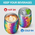 thumbnail image 4 of 12oz Stemless Wine Tumblers Colorful Tie Dye Star Pattern Vacuum Insulated Stainless Steel Travel Tumbler Cups Mug with Lid and Straw for Champaign,Cocktail,Beer with Cleaning Brush, 4 of 5