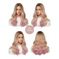 thumbnail image 2 of Peluca Rosa y Cafe Beige Ondulada Sin Fleco Fibra Mate multicolor Unitalla Lymalimoon SHN-MC_RosaBeige, 2 of 4