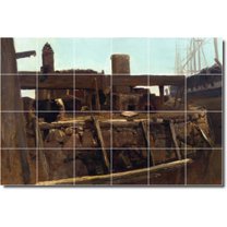 Ceramic Tile Mural-Albert Bierstadt Waterfront Painting 37. 48" w x 32" h using (24) 8 x 8 ceramic tiles
