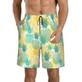 thumbnail image 2 of Uemuo Pineapples1 Pattern Men's Swim Trunks Hawaiian Beach Bathing Suit Swimsuits Beach Quick-Dry Shorts with Pockets-X-Large, 2 of 9