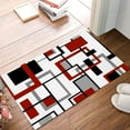 thumbnail image 3 of Abstract Mid Century Geometric Entrance Floor Mat Personalized Doormat Red Black Gray Welcome Door Mat Low Profile Non Slip Entry Rugs for Bathroom Kitchen Home Front Decor 18x30inch, 3 of 6