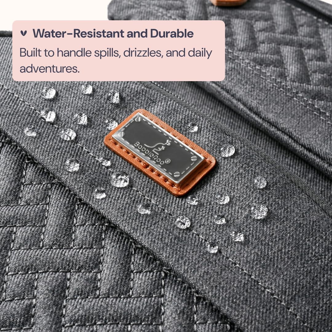 BabbleRoo Diaper Bag Backpack, Travel Backpack, Pacifier Case & Stroller Straps, Multifunction, Waterproof, Unisex – Dark Gray
