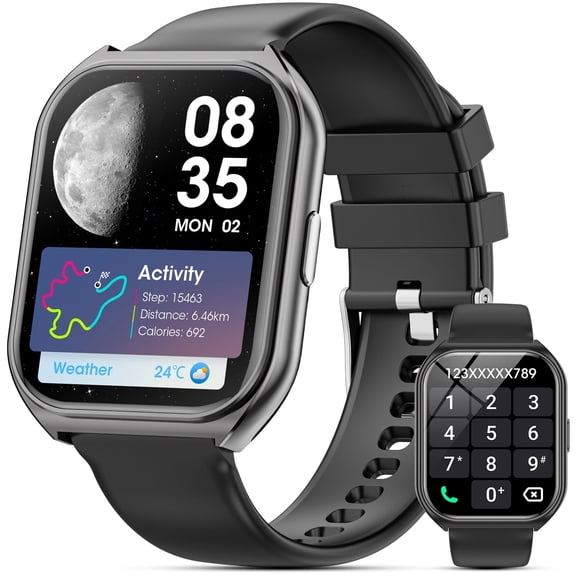 Mingwear 2025 New 1.83-inch Men's and Women's Smartwatch with Fitness Tracker, Answer/Make Calls/150 Sport Modes, IP67 Water Resistant Sports Fitness Watch fits for Android and Iphone Devices (Black)