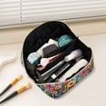 thumbnail image 2 of FORMRS Makeup Bag Travel Cosmetic Organizer for Women Fold Flat Zipper Pouch with Handle, Orange Colorful Flowers, 2 of 8