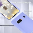 thumbnail image 5 of for Google Pixel 7a Case, Silicone Phone Case with 2 Screen Protector, Soft Anti-Scratch Microfiber Lining, Full Body Shockproof Slim Cover Support Wireless Charging, Lavender Purple, 5 of 16