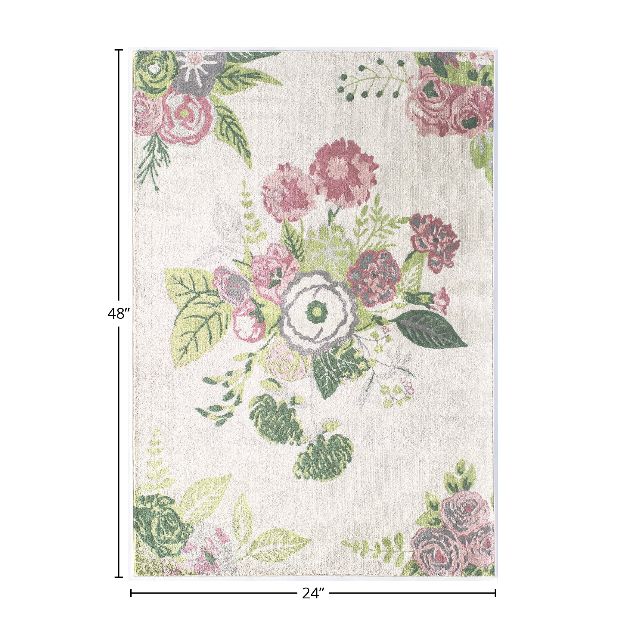 Rugs America Hanna VA40A Rose Garden Cream Floral Transitional Beige Area Rug, 2'x4'